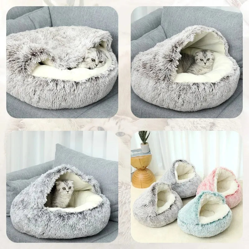 Medium Pet Bed Light Brown PawfectFriend Cozy Burrowing Cave Pet Bed for Dogs Cats Kitten Plush Warm Soft Sleeping Nest