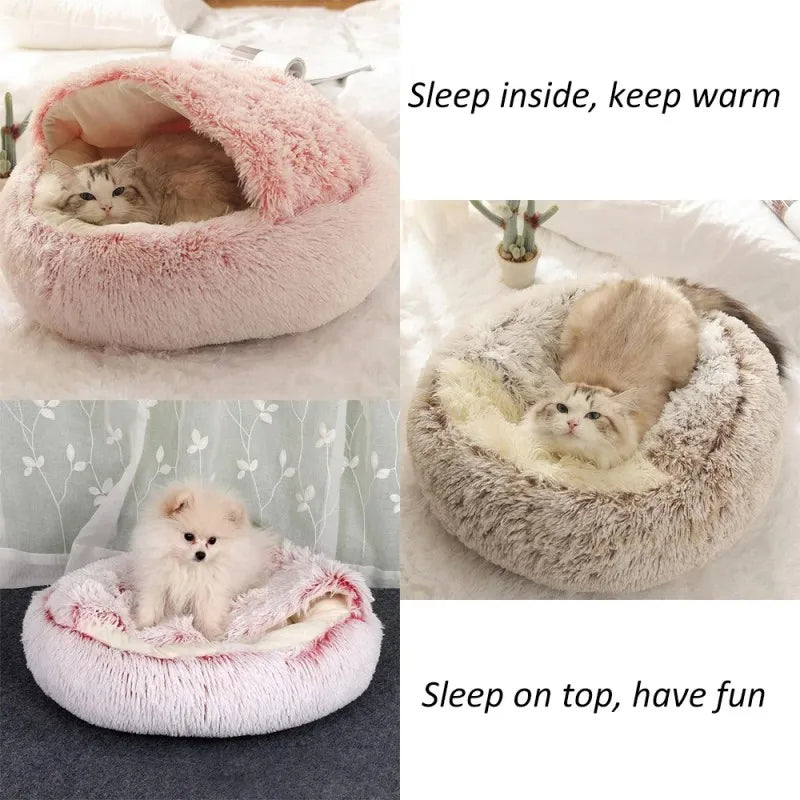 Medium Pet Bed Light Brown PawfectFriend Cozy Burrowing Cave Pet Bed for Dogs Cats Kitten Plush Warm Soft Sleeping Nest