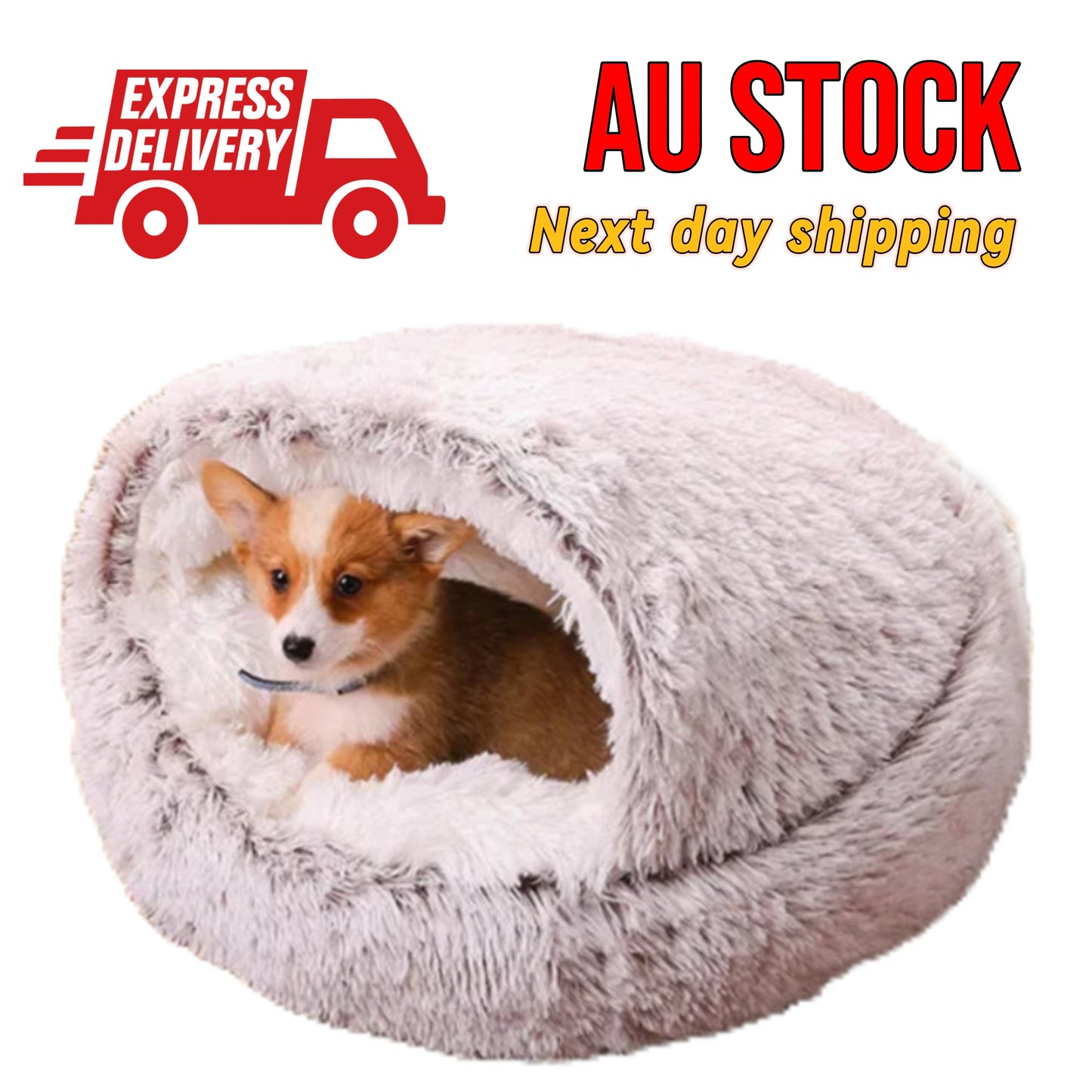 Medium Pet Bed Light Brown PawfectFriend Cozy Burrowing Cave Pet Bed for Dogs Cats Kitten Plush Warm Soft Sleeping Nest