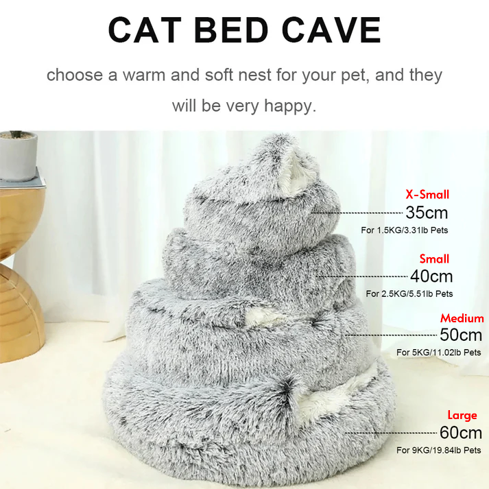 Medium Pet Bed Light Brown PawfectFriend Cozy Burrowing Cave Pet Bed for Dogs Cats Kitten Plush Warm Soft Sleeping Nest