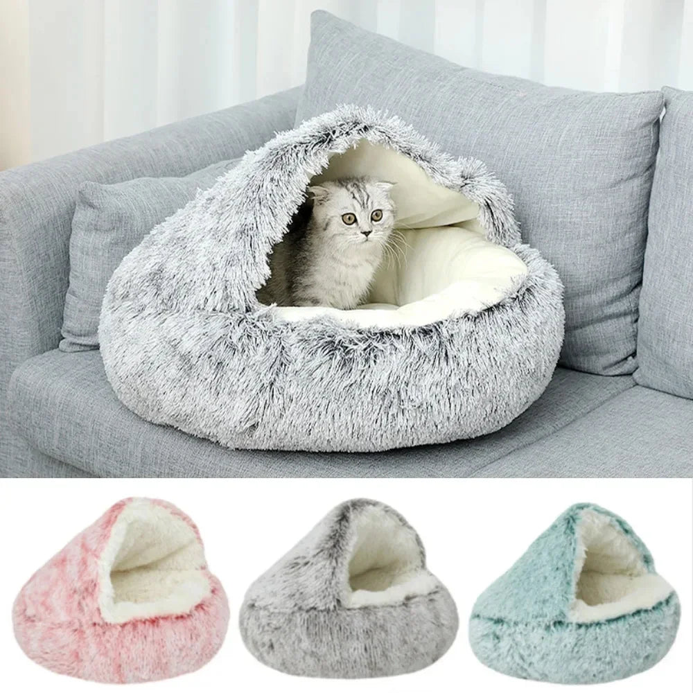 Medium Pet Bed Light Brown PawfectFriend Cozy Burrowing Cave Pet Bed for Dogs Cats Kitten Plush Warm Soft Sleeping Nest