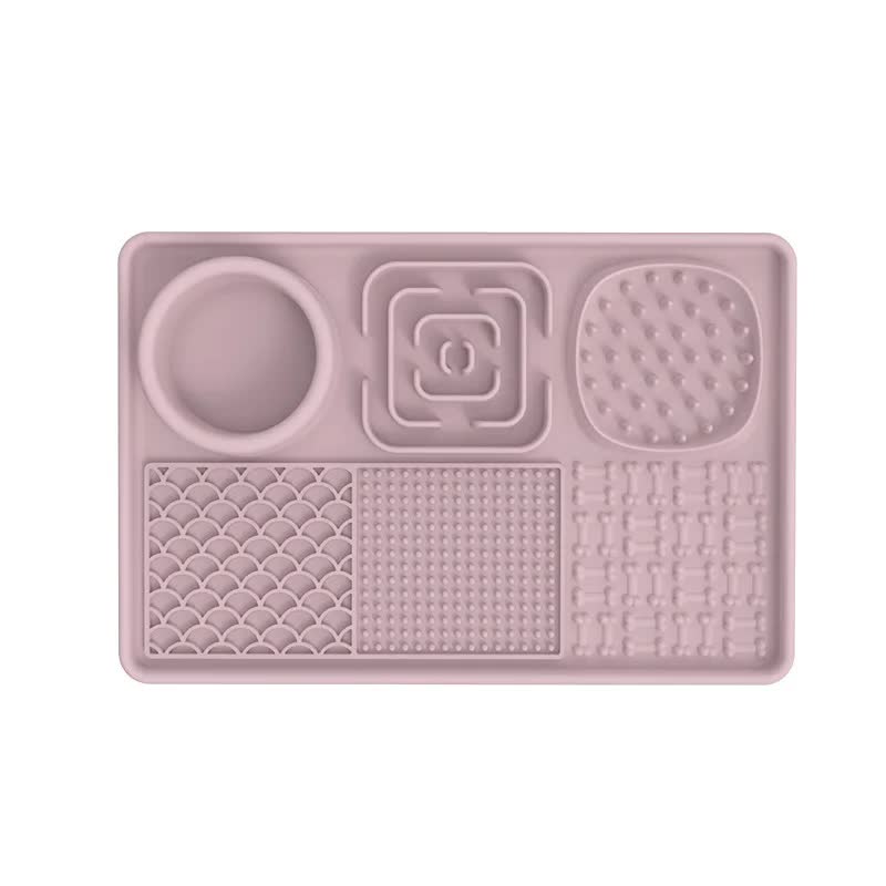 Multi-Functional Slow Feeder Mat for Dogs 2PCS Anti-Slip Lick Pad with Multiple Textures Rectangle 2PCS (Blue & Pink)