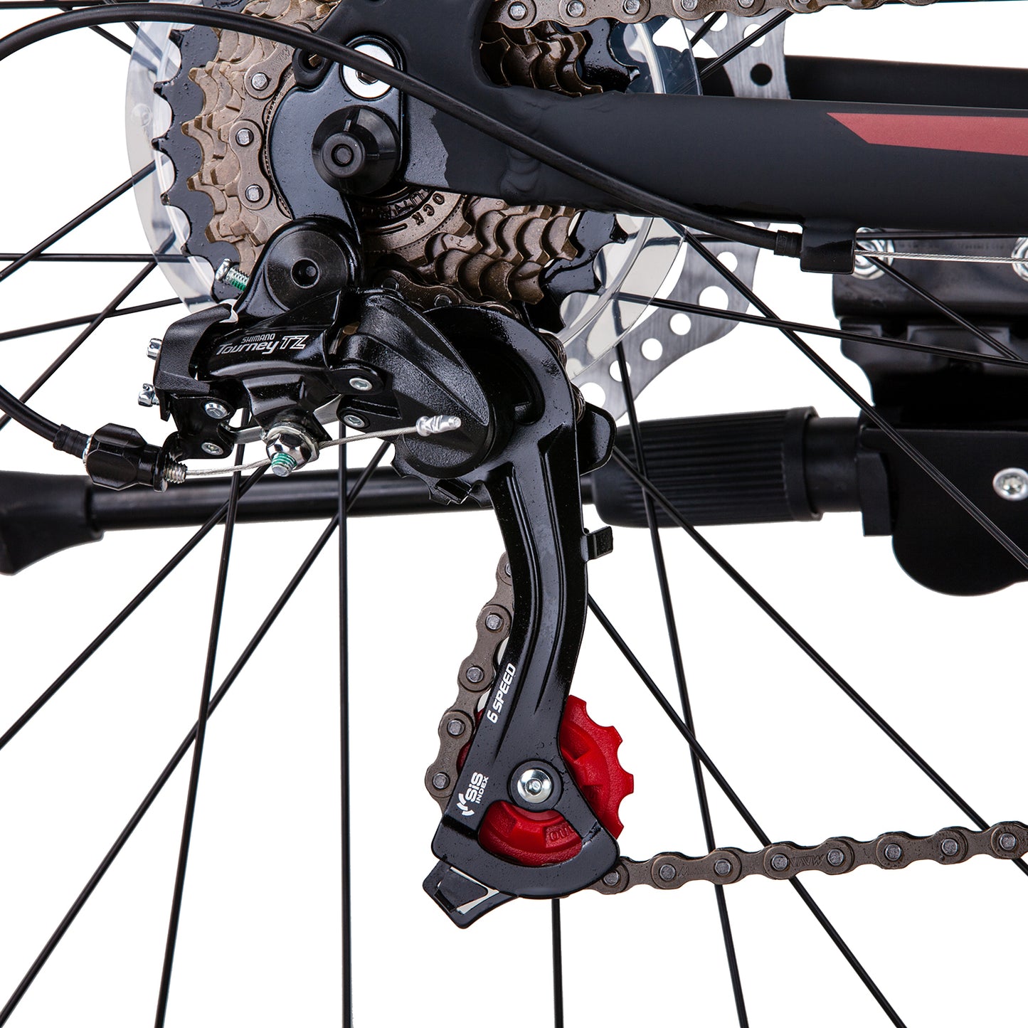Trinx MTB Mens Mountain Bike 26 inch Shimano Gear 21-Speed Matt Black White/Red Size Of Frame: 19 inches
