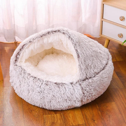 Medium Pet Bed Light Brown PawfectFriend Cozy Burrowing Cave Pet Bed for Dogs Cats Kitten Plush Warm Soft Sleeping Nest
