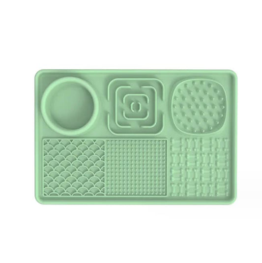 Multi-Functional Slow Feeder Mat for Dogs 2PCS Anti-Slip Lick Pad with Multiple Textures Rectangle 2PCS (Pink & Green)