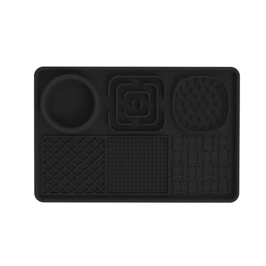 Multi-Functional Slow Feeder Mat for Dogs 2PCS Anti-Slip Lick Pad with Multiple Textures Rectangle 2PCS (Black & Grey)