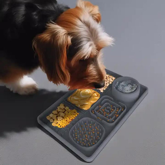 Multi-Functional Slow Feeder Mat for Dogs 2PCS Anti-Slip Lick Pad with Multiple Textures Rectangle 2PCS (Grey & Green)